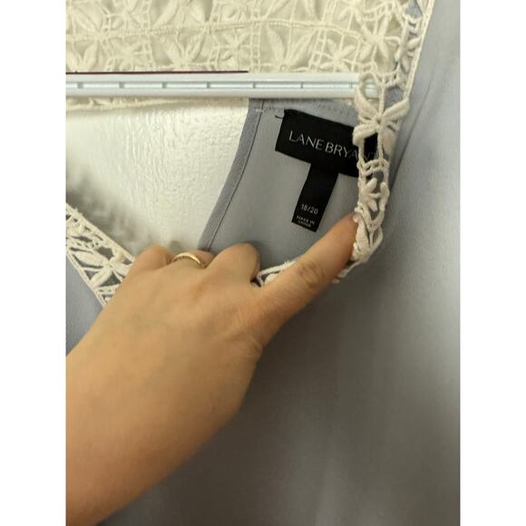 Lane Bryant Light Blue Lace Flowy Boho Bell Sleeve V-neck Blouse Top Size 18/20 - Picture 7 of 9